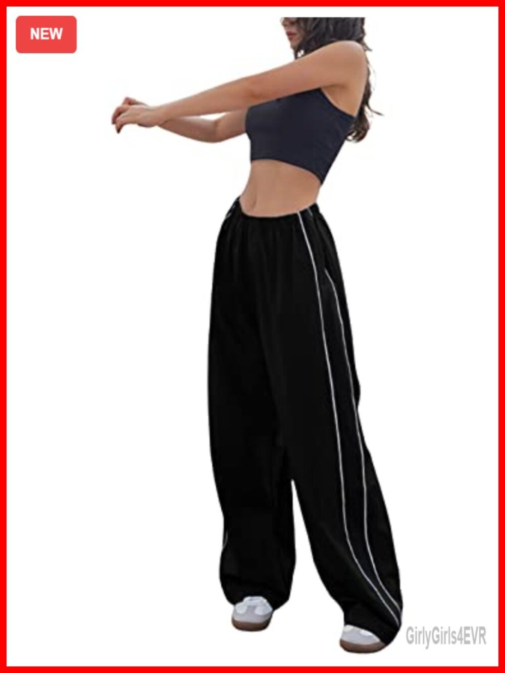 Wide Leg Track Pants High Rise Relaxed Fit Jogger Sweatpants with Pockets